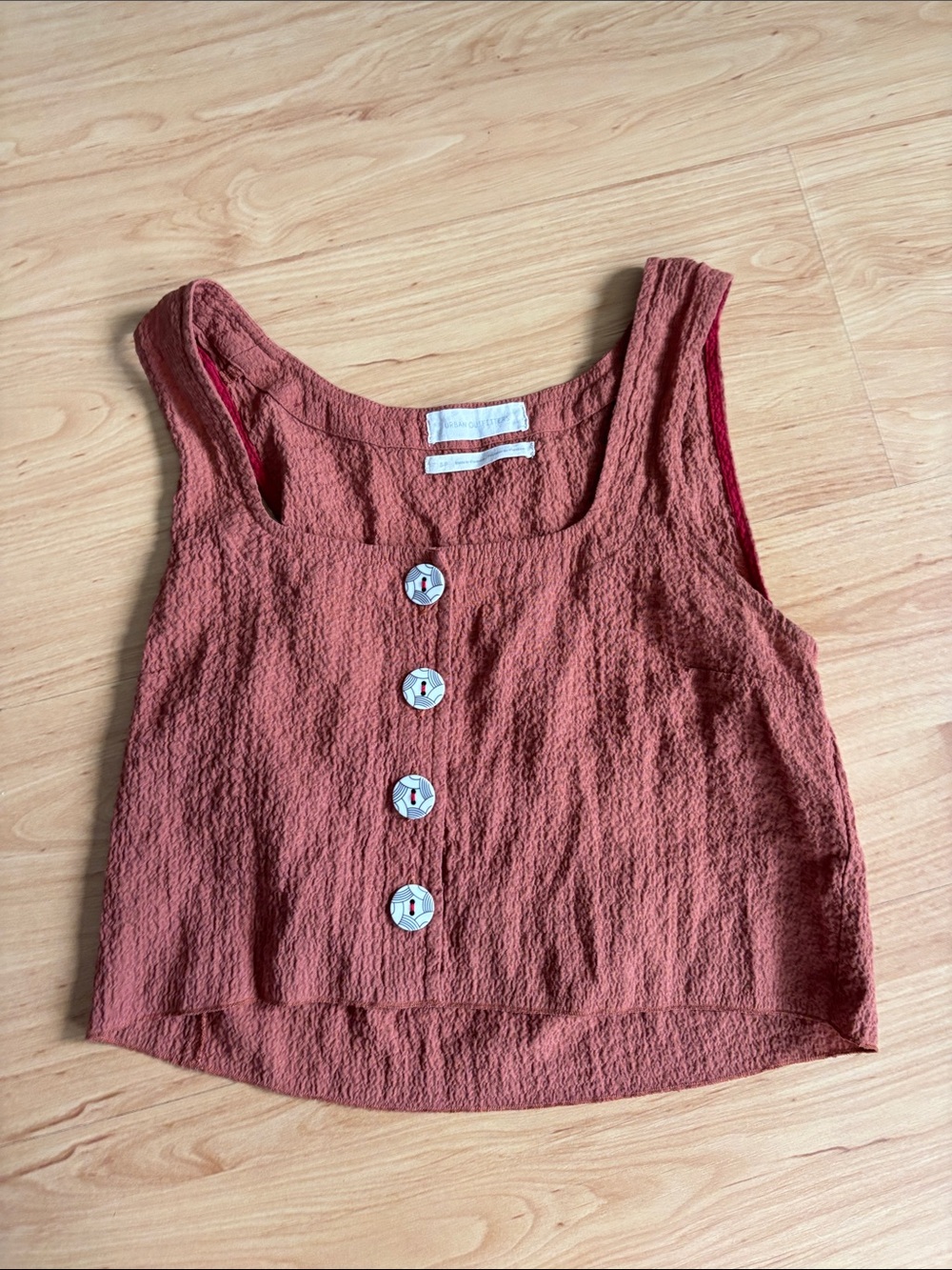 Urban Outfitters Rust Red Cropped Button Front Tank Top